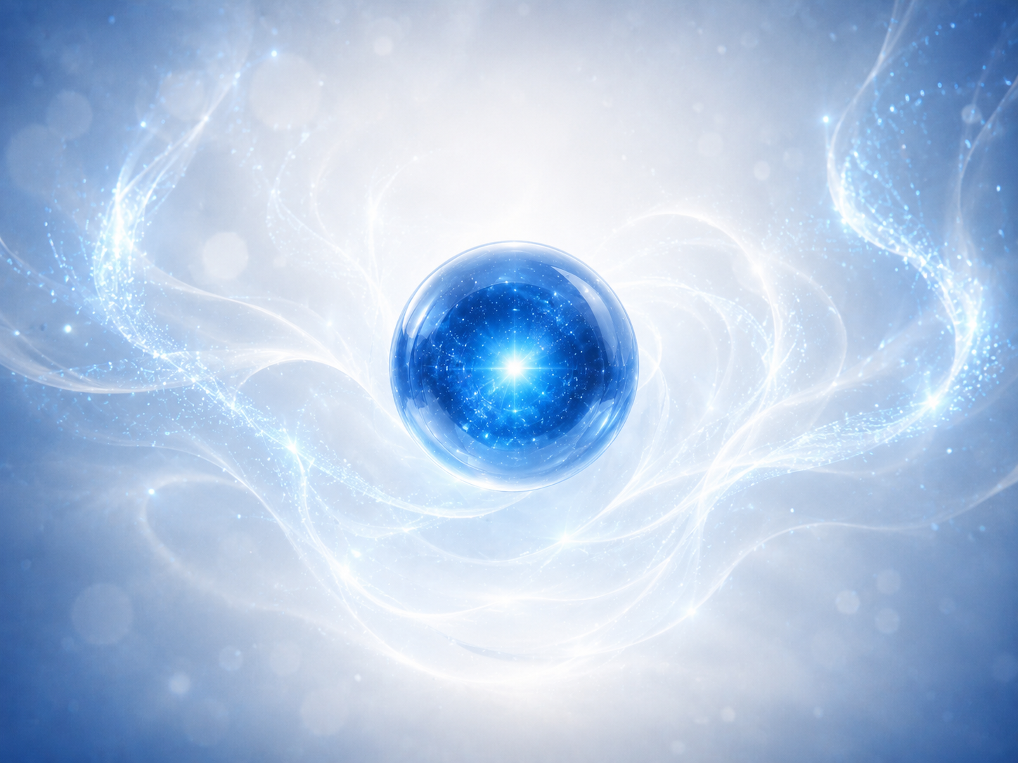 The Butler — a luminous glass orb with a bright core, in celestial blue